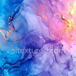 seamless Seamless 3D Alcohol Ink PBR Texture Featuring Vibrant Blue, Purple, and Gold Fluid Swirls texture 8k free download PBR