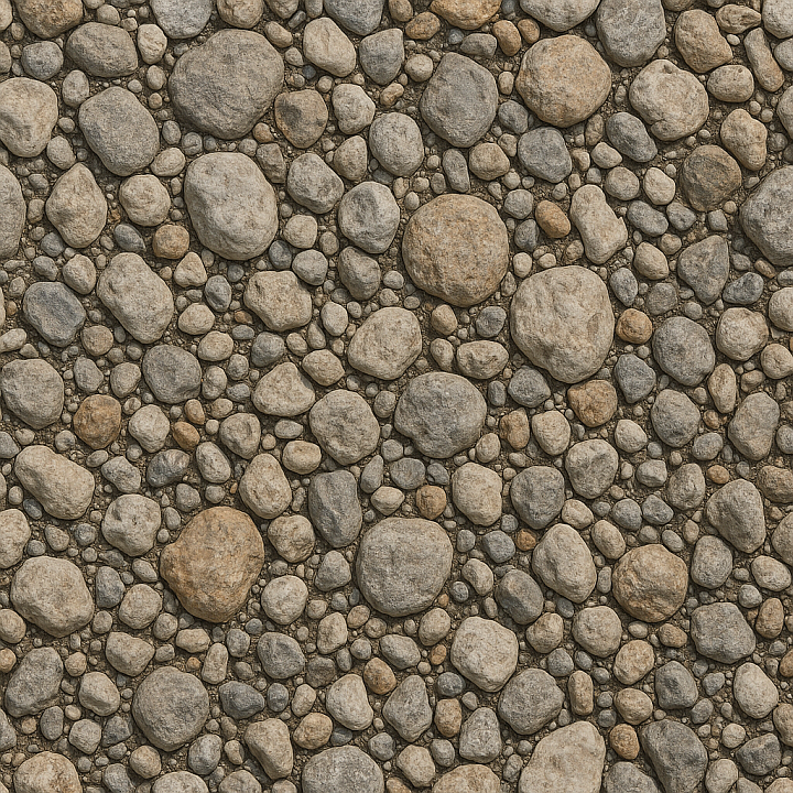 Gravel Mix Multi Size Stones seamless PBR texture preview