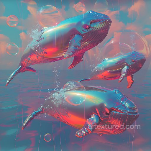 Inflated Reflective Vinyl Bubble PBR Texture in Iridescent Gradient seamless Inflated PBR texture