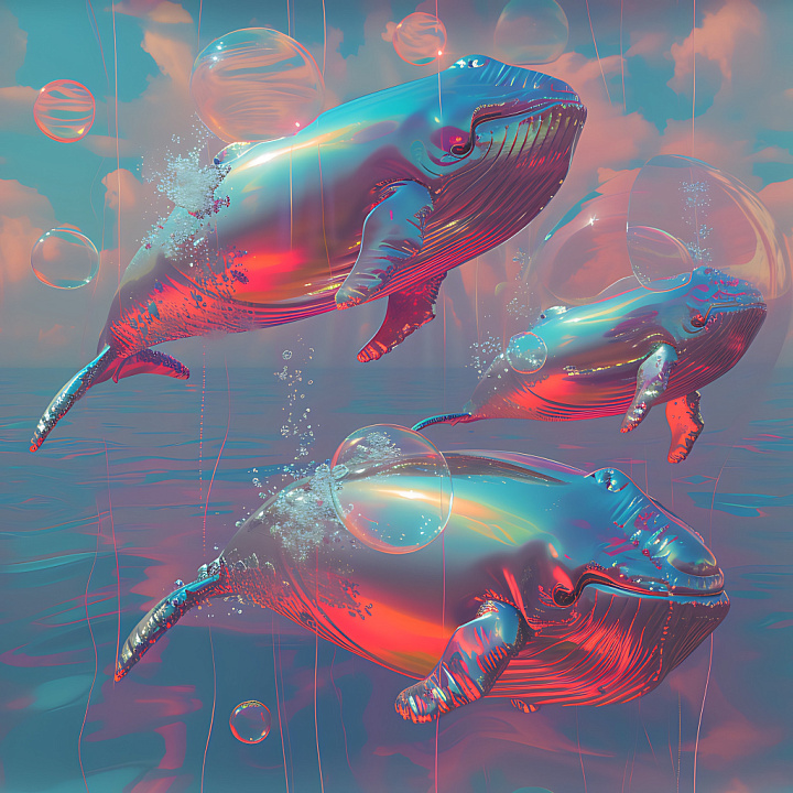 Inflated Reflective Vinyl Bubble in Iridescent Gradient seamless PBR texture preview