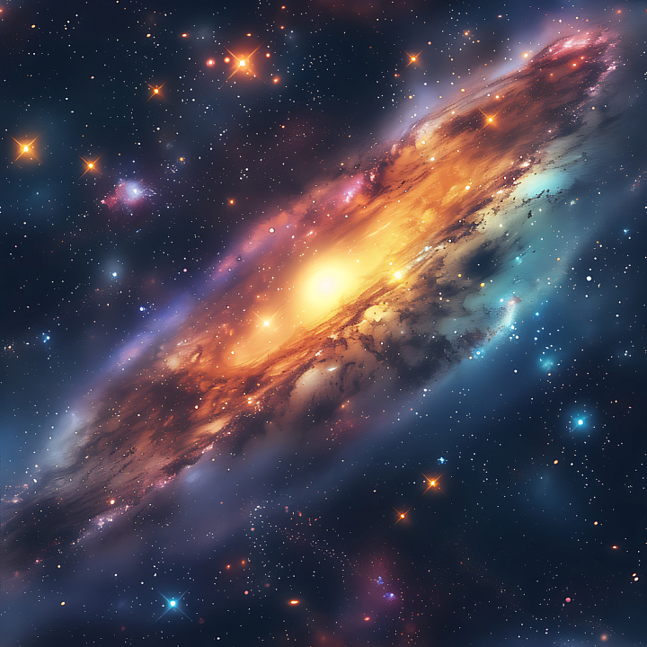 Space Featuring a Vibrant Galaxy Cloud and Starfield seamless PBR texture preview