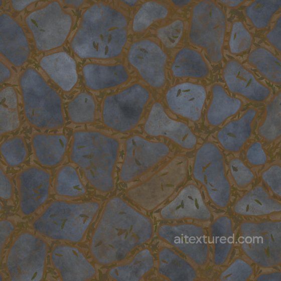 Cobblestone Texture with Fallen Leaves | Free PBR Ground surface texture preview