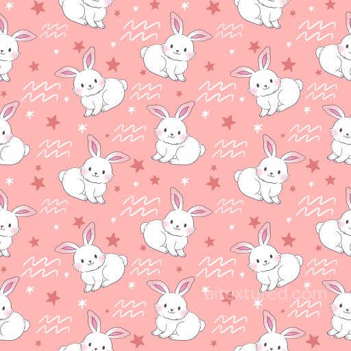 Pattern PBR Texture Featuring Cute White Bunnies and Playful Stars on Pink seamless Pattern Bundle PBR texture