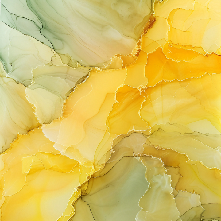 Alcohol Ink Featuring Golden Yellow & Olive Green Fluid Waves seamless PBR texture preview