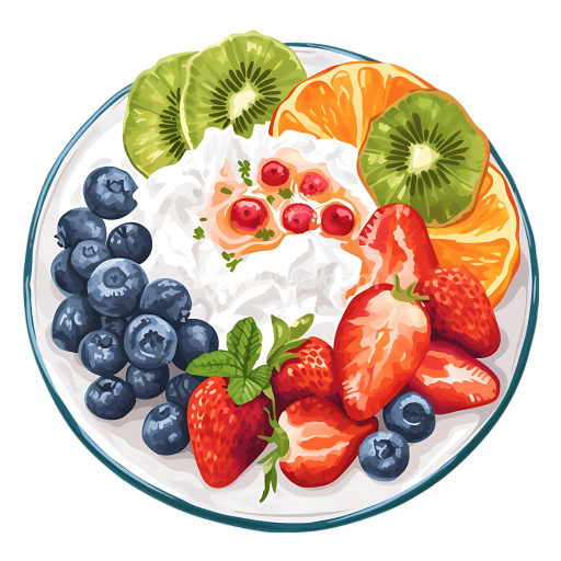 Breakfast Cottage Cheese Bowl with Fresh Fruits Illustration