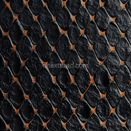 Seamless 3D PBR texture of rough reptilian skin with distinct scale pattern