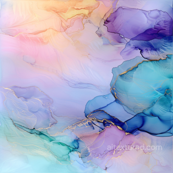 Alcohol Ink PBR Texture Featuring Pastel Swirls and Gold Veins Alcohol ink texture preview