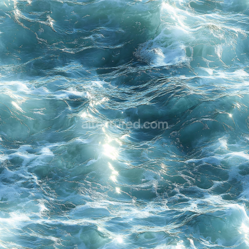 Preview — Seamless 3D Ocean Surface PBR Texture Featuring Dynamic Waves and Foamy Highlights