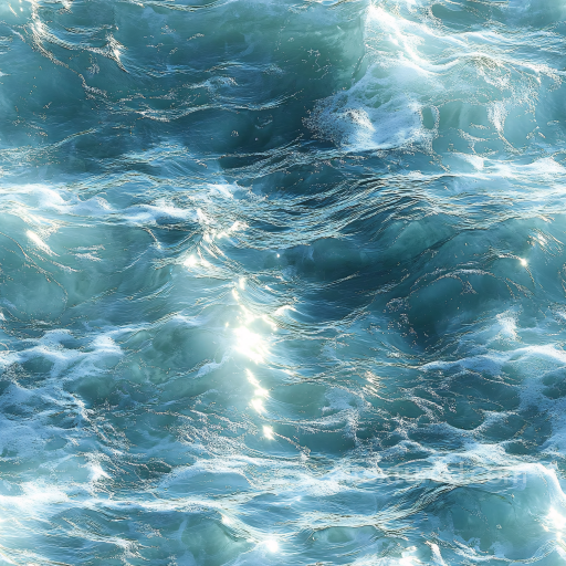 Ocean Surface PBR Texture Featuring Dynamic Waves and Foamy Highlights seamless Water PBR texture