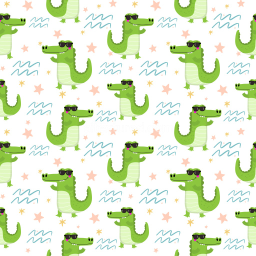 Pattern Bundle - Seamless 3D Pattern PBR Texture with Playful Cartoon Crocodile Motifs and Fun Abstract De… texture preview