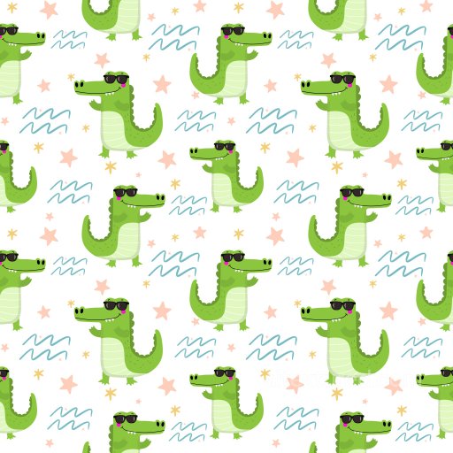 Pattern PBR Texture with Playful Cartoon Crocodile Motifs and Fun Abstract Details seamless Pattern Bundle PBR texture