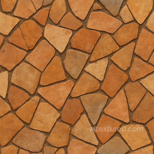 Mosaic Broken Ceramics With Distressed Surface And Warm Colors seamless Mosaic PBR texture