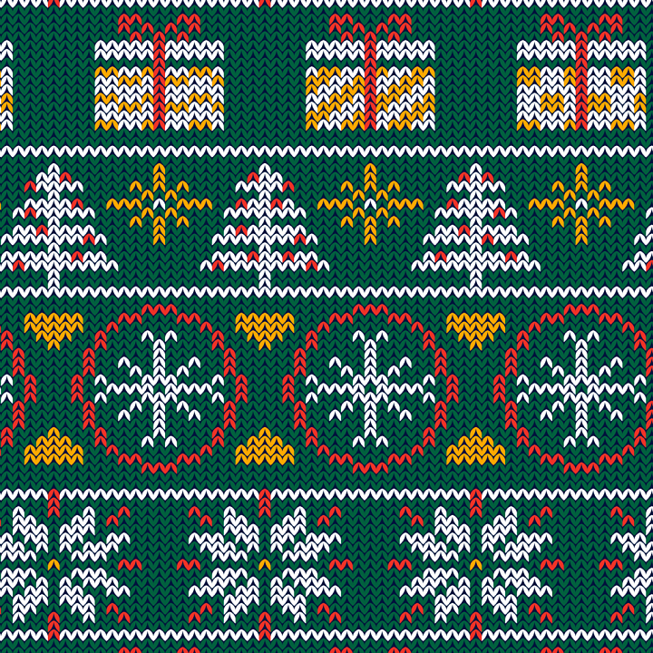 Christmas Knit Pattern with Holiday Motifs seamless PBR texture preview
