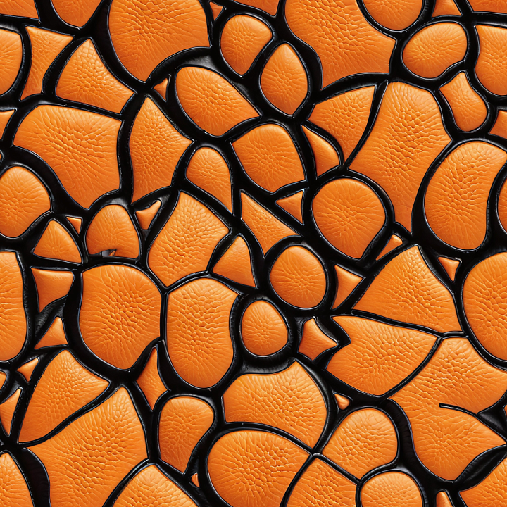 Orange Pebbled Leather with Glossy Black Insets and Distinctive Segment… seamless PBR texture preview