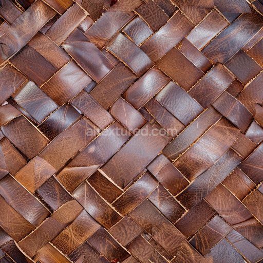 Seamless 3D PBR Woven Distressed Brown Leather Texture with Varied Grain and Patina