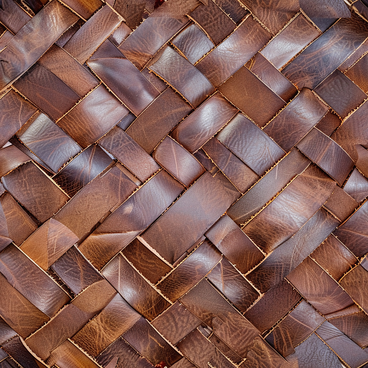 Woven Distressed Brown Leather with Varied Grain and Patina seamless PBR texture preview