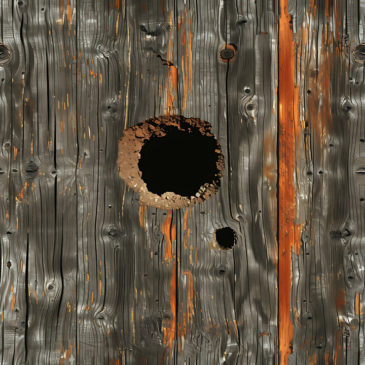 Cracked Burned Wood with Deep Holes and Weathered Surface seamless PBR texture preview
