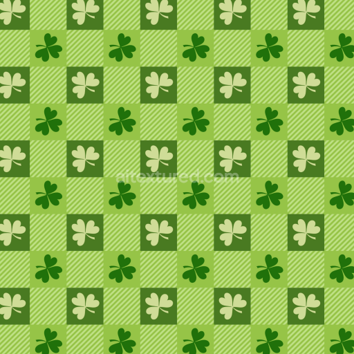 Seamless 3D PBR Fabric Texture Featuring Green Shamrock Patchwork Pattern