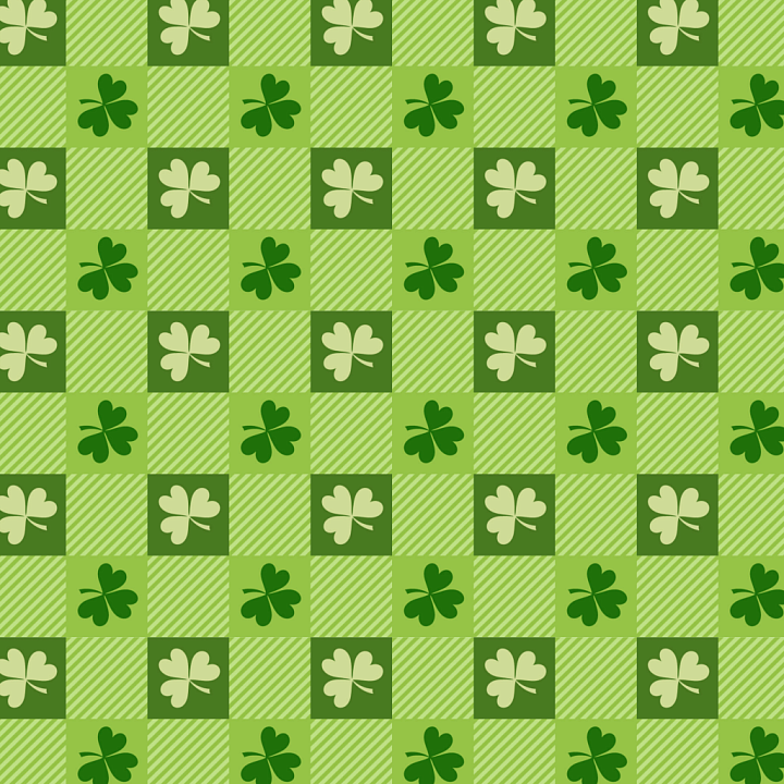 Fabric Featuring Green Shamrock Patchwork Pattern seamless PBR texture preview