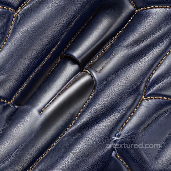 Quilted Dark Blue Leather Texture with Detailed Stitchwork and Glossy Finish Leather texture preview