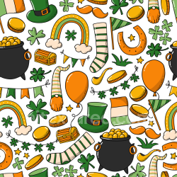seamless Seamless 3D PBR St Patrick Cartoon Pattern Texture with Lucky Symbols texture 8k free download PBR