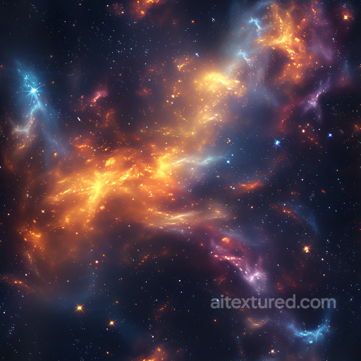Space PBR Texture Featuring Glowing Nebula Clouds and Starfield seamless Star, space, planets PBR texture