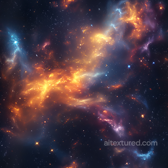 Space PBR Texture Featuring Glowing Nebula Clouds and Starfield Star, space, planets texture preview