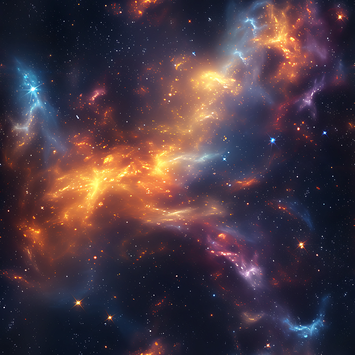 Space Featuring Glowing Nebula Clouds and Starfield seamless PBR texture preview