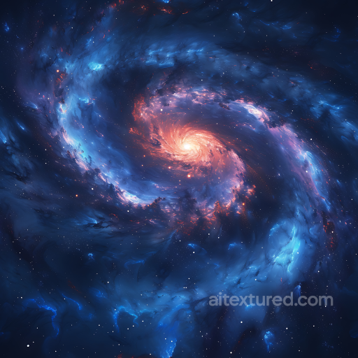 Space PBR Texture Featuring a Spiral Galaxy with Blue and Orange Nebula Clouds seamless Star, space, planets PBR texture