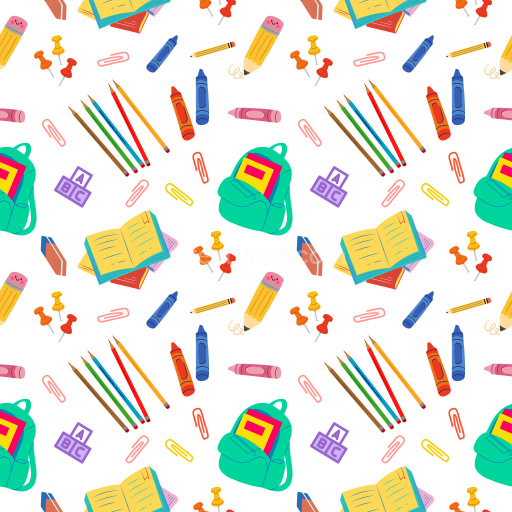 Pattern Bundle - Seamless 3D School Supplies Pattern PBR Texture with Colorful Back to School Motifs texture preview