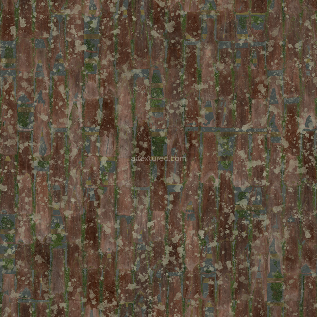 Seamless PBR texture of weathered roofing tiles in brown tones