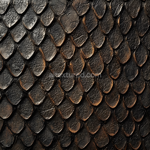 Seamless 3D PBR Texture of Dark Scaled Reptilian Skin with Distinct Cracked Surface Detail