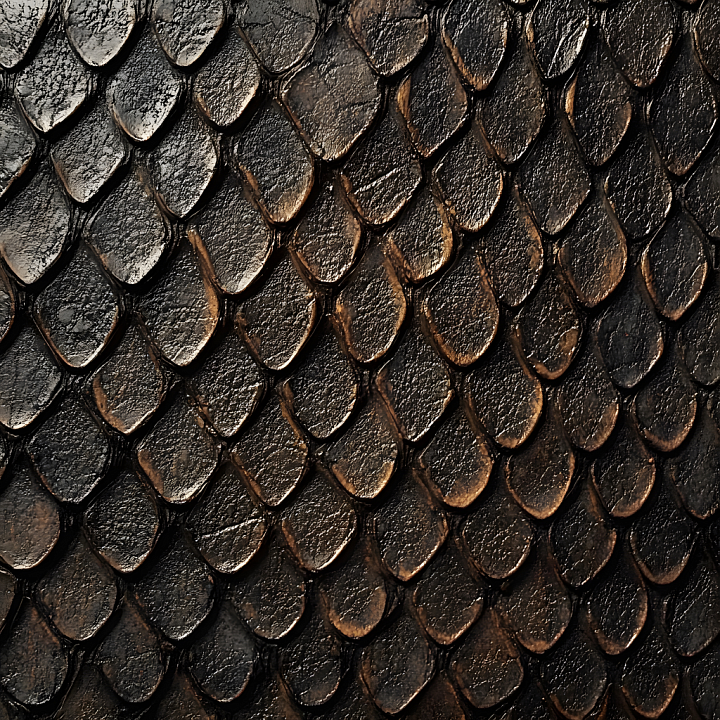 Dark Scaled Reptilian Skin with Distinct Cracked Surface Detail seamless PBR texture preview