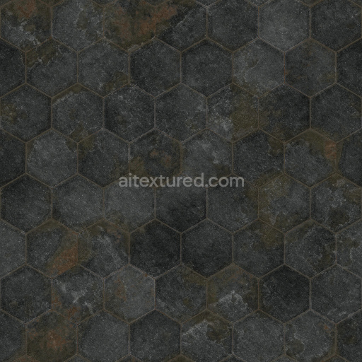 Paving Stones Hexagonal Dark Textured Tileable Seamless Weathered Rough Matte
