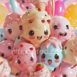 seamless Seamless 3D Inflated Vinyl Panels with Glossy Playful Cartoon Faces Texture texture 8k free download PBR