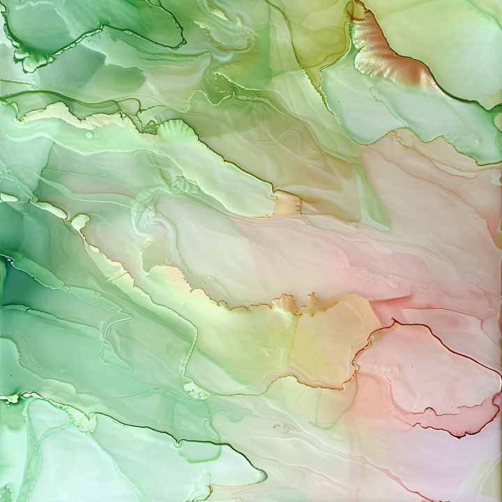 Alcohol Ink with Pastel Green and Pink Fluid Movement seamless PBR texture preview
