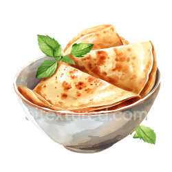 seamless Breakfast Scene with Buckwheat Crepes in Bowl and Fresh Herbs Illustration texture 8k free download PBR
