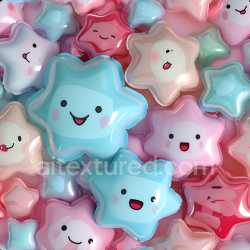 seamless Seamless 3D Inflated Star-Shaped Colorful Vinyl PBR Texture with Cheerful Faces texture 8k free download PBR