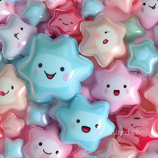 Inflated Star Balloon PBR Texture in Playful Pastel Colors seamless Inflated PBR texture