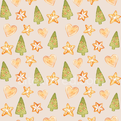 seamless Seamless 3D PBR Texture of Watercolor Christmas Cookies Pattern in Soft Pastels texture 8k free download PBR