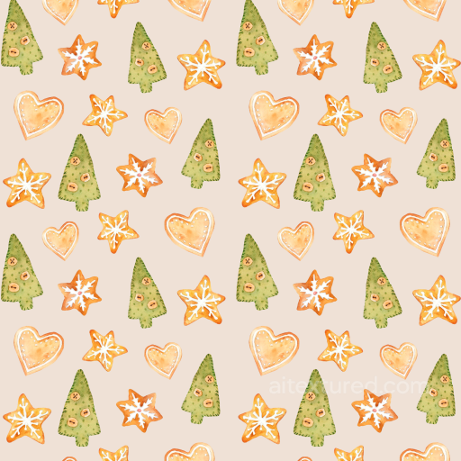 Watercolor Christmas Cookies Pattern in Soft Pastels Seamless Texture seamless Watercolor Christmas PBR texture