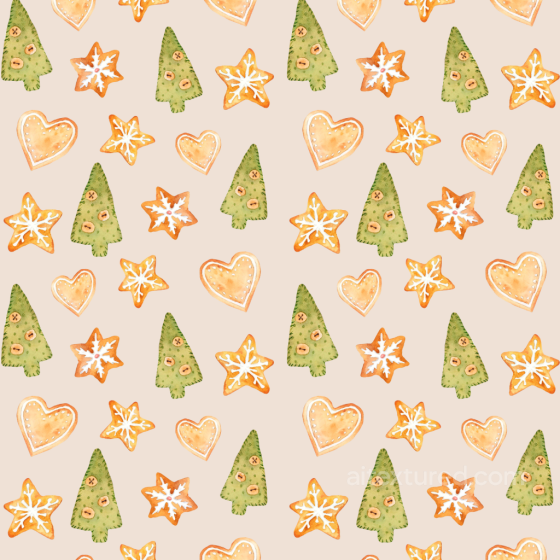 Watercolor Christmas Cookies Pattern in Soft Pastels Seamless Texture Watercolor Christmas texture preview