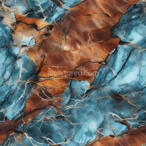 Seamless 3D PBR Marble Texture with Brown and Blue Bold Veins