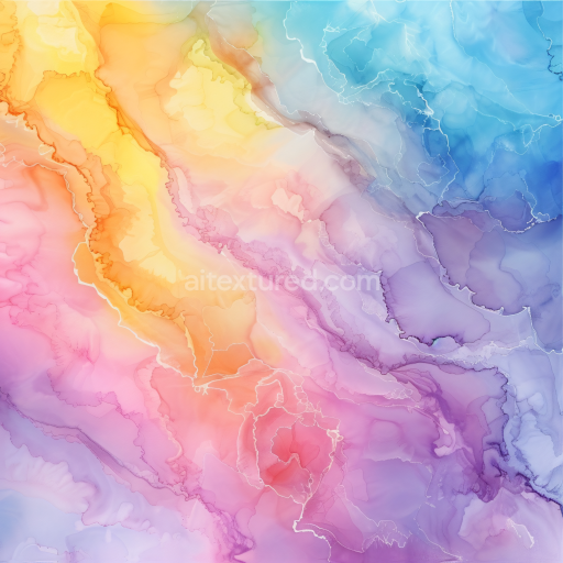 Seamless 3D Alcohol Ink PBR Texture of Pastel Rainbow Swirls and Smooth Transitions