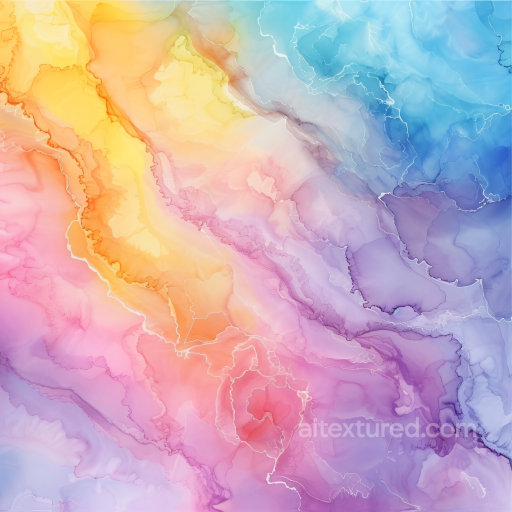 Alcohol Ink PBR Texture of Pastel Rainbow Swirls and Smooth Transitions seamless Alcohol ink PBR texture