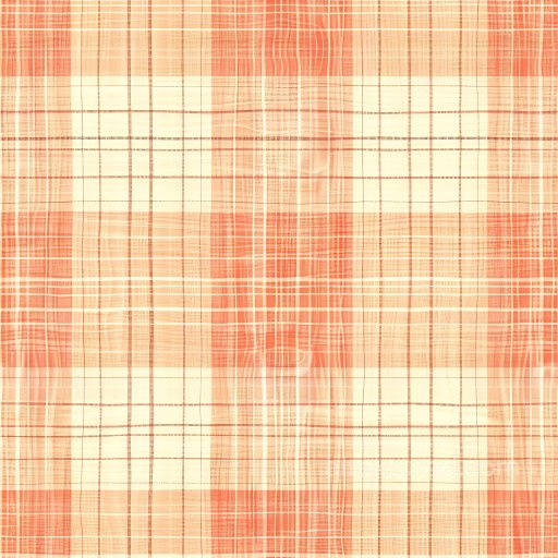 Seamless 3D PBR Texture of Soft Orange and Cream Plaid Fabric Pattern texture preview