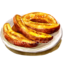 seamless Watercolor Style Fried Plantains Breakfast Plate Illustration texture 8k free download PBR