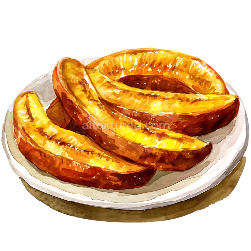 Watercolor Style Fried Plantains Breakfast Plate Illustration
