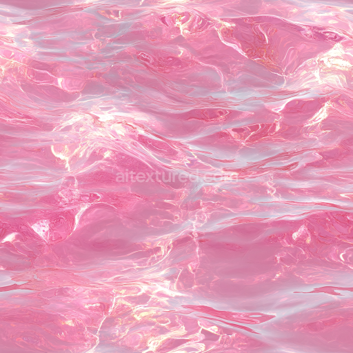 Seamless 3D PBR Pink Glossy Liquid Water Texture with Reflective Surface and Soft Waves