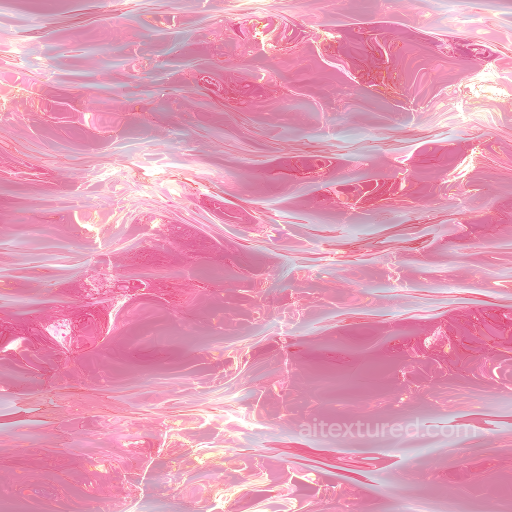 Pink Glossy Liquid Water Texture with Reflective Surface and Soft Waves seamless Water PBR texture